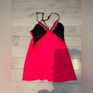 Pink and Black Lace Slip Nightgown